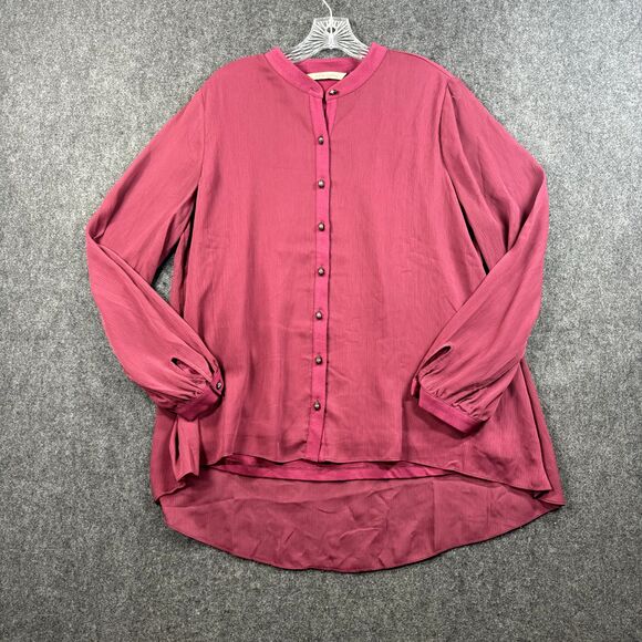 Soft Surroundings Capizzi Blouse Women's Large Red Wine Maroon Balloon Sleeve - Picture 1 of 8